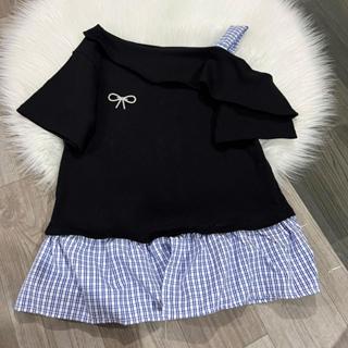 Áo Thun Nữ Dáng Ngắn Mùa Hè 2025 - Tặng Cham Nơ Đá - Áo Thun Trễ Vai Kẻ Sọc Chắp Vá Phong Cách Hàn Quốc Mẫu Mới Hottrend