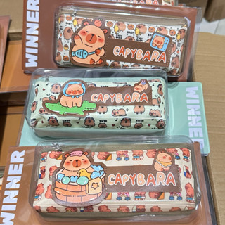  Hộp bút vải- Ví vải 6687 Capybara có 2 ngăn to rộng đẹp bóp vải. 