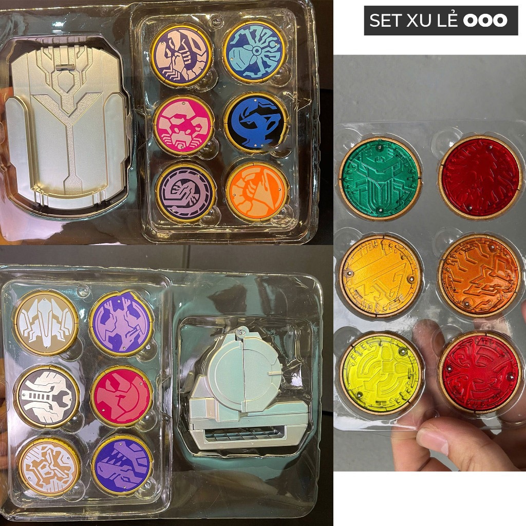 [XU LẺ] Bộ 6 xu medal lẻ dành cho thắt lưng driver bootleg Kamen Rider OOO có holder đựng xu nhựa và