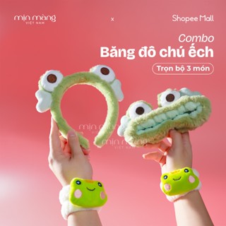 Băng Đô Rửa Mặt Đeo Tay MỊN MÀNG, Cài Tóc, Bông Dày Tránh Nước Combo 3 Món Dễ Thương HÌNH CHÚ ẾCH