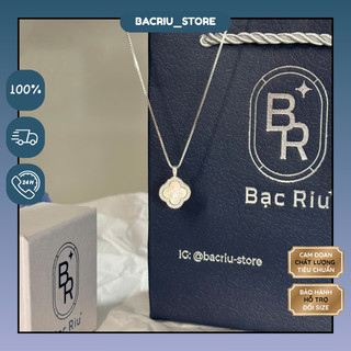 DÂY CHUYỀN BACRIU BN63 Mặt cỏ bốn lá xà cừ tự nhiên trang sức cao cấp dây chuyền bạc s925 dày dặn