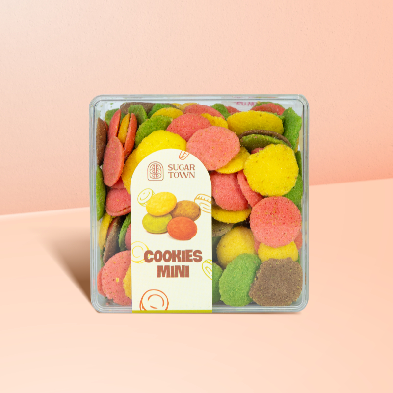 Bánh Cookies mini Sugar Town nhiều hương vị, nhiều màu sắc hộp 140g