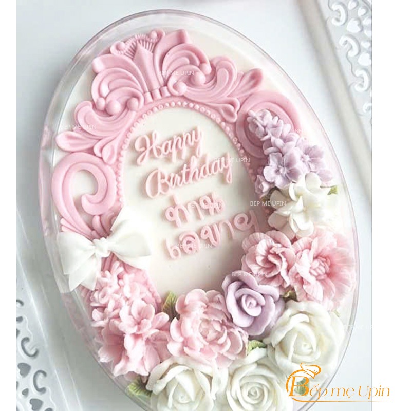 Khuôn silicon khuôn khung ảnh khung gương hoạ tiết hoa văn 25cm