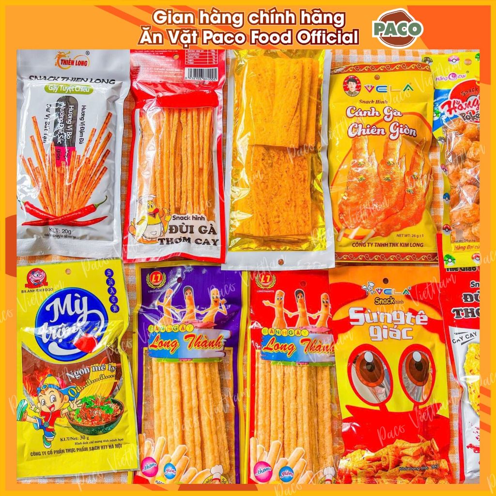 [Sẵn hàng] Tăm que cay tẩm vị ăn liền snack bim bim nhiều loại Hằng Đại/Thế Giai Việt Nam 20g-30g