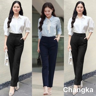  Quần tây nữ công sở lưng cao bigsize dáng đứng ống dài Chất vải trơn - Quần baggy đen cạp cao nữ mặc đi học sinh đi làm 