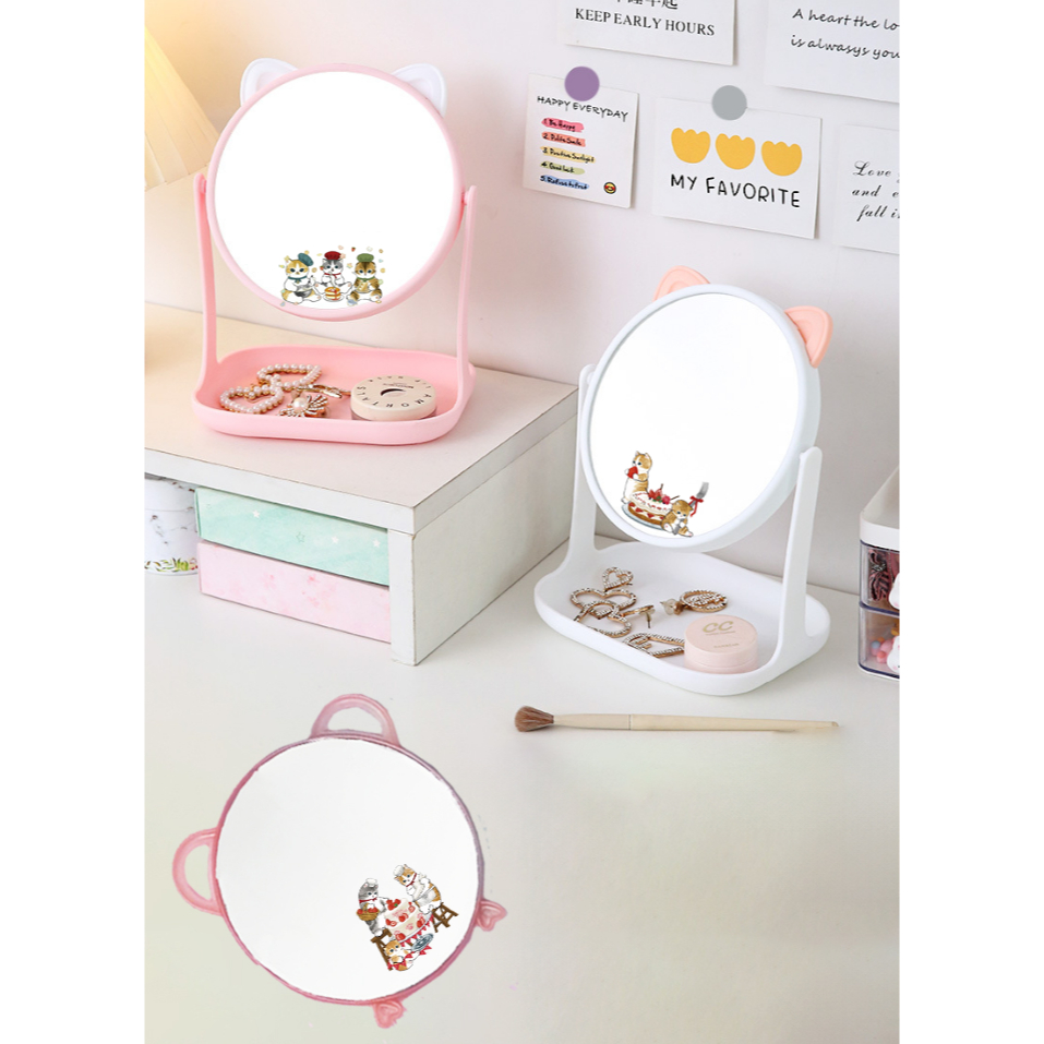 gương nhựa mèo ciao mofusand GGN7a gương tai gấu mèo thỏ gương xoay dể bàn trang sức dễ thương hoạt 