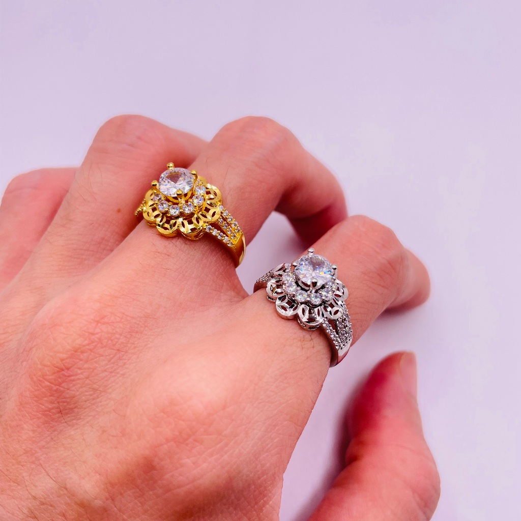 Nhẫn titan không phai không rỉ sét màu vàng và trắng mã 58, Nhẫn titan nữ bền màu, trangsucmoiluatuo