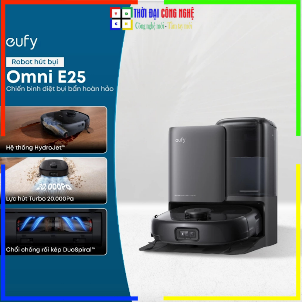 Robot hút bụi lau nhà Eufy E25 Lực Hút 20.000 Pa Vượt Trội. Bảo hành 24 tháng, 1 đổi 1 15 ngày.