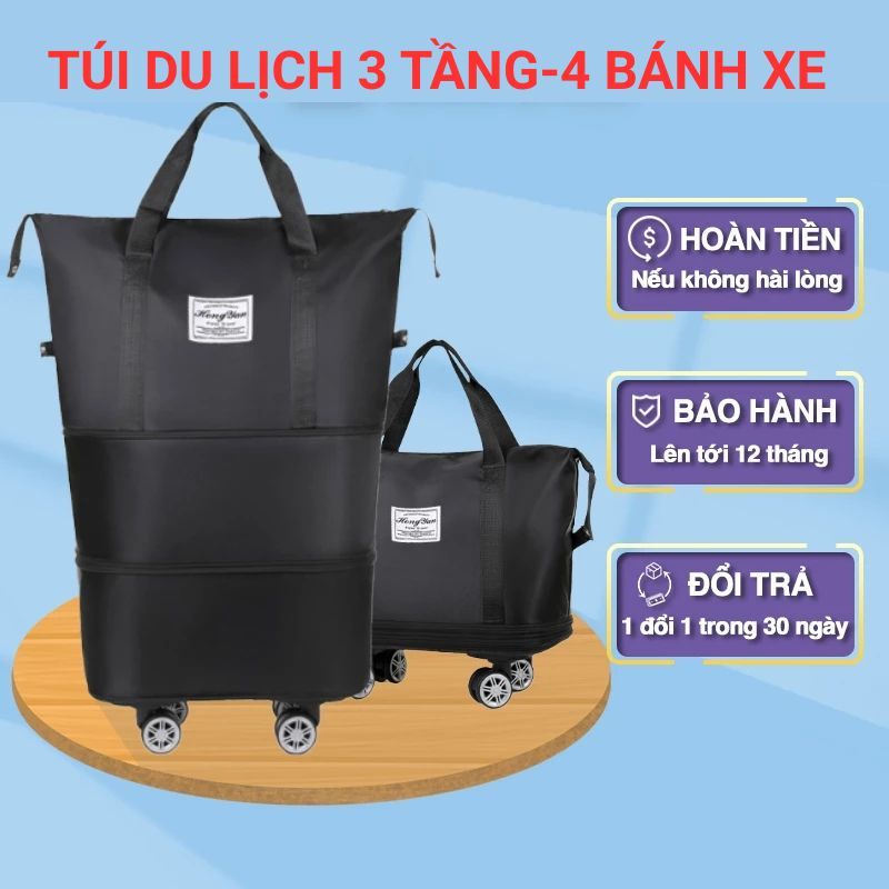 Túi xách du lịch 3 tầng,Túi du lịch cỡ lớn có bánh xe đa năng,balo có ngăn chống nước có thể gấp gọn