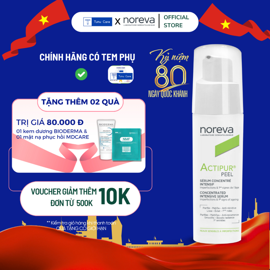 [HÀNG NHẬP KHẨU] Noreva Actipur Peel 30ml, serum kiềm dầu, giảm mụn, chống lão hoá, nhập khẩu Pháp