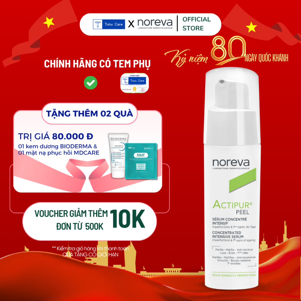 Serum giảm mụn, giảm thâm mụn Noreva Actipur Peel [Chính Hãng Pháp] - An toàn không kích ứng 30ml