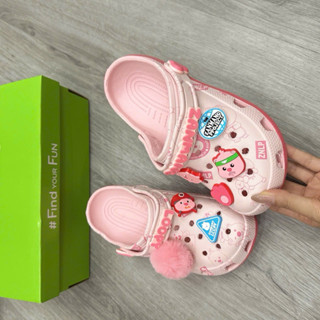 [Giao hỏa tốc] Dép cross Loopy hồng, sục cross gái, đế êm mềm, cao cấp