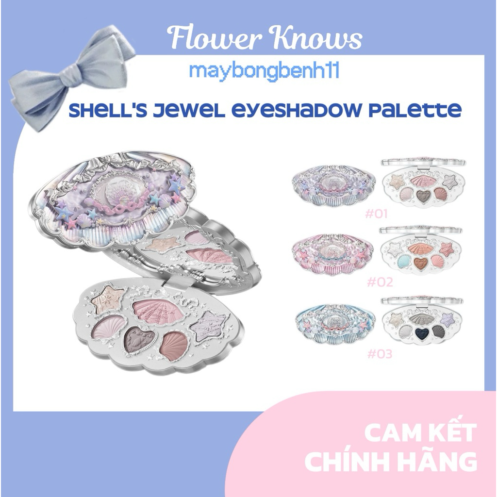 (CHÍNH HÃNG) Bảng Phấn Mắt 6 ô FLOWER KNOWS Vỏ Sò Shell's Jewel