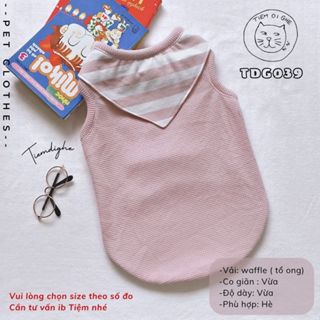 TDG039 ÁO THÚ CƯNG KIỂU BA LỖ - ÁO BA LỖ CHÓ MÈO VẢI TỔ ONG MÀU BASIC