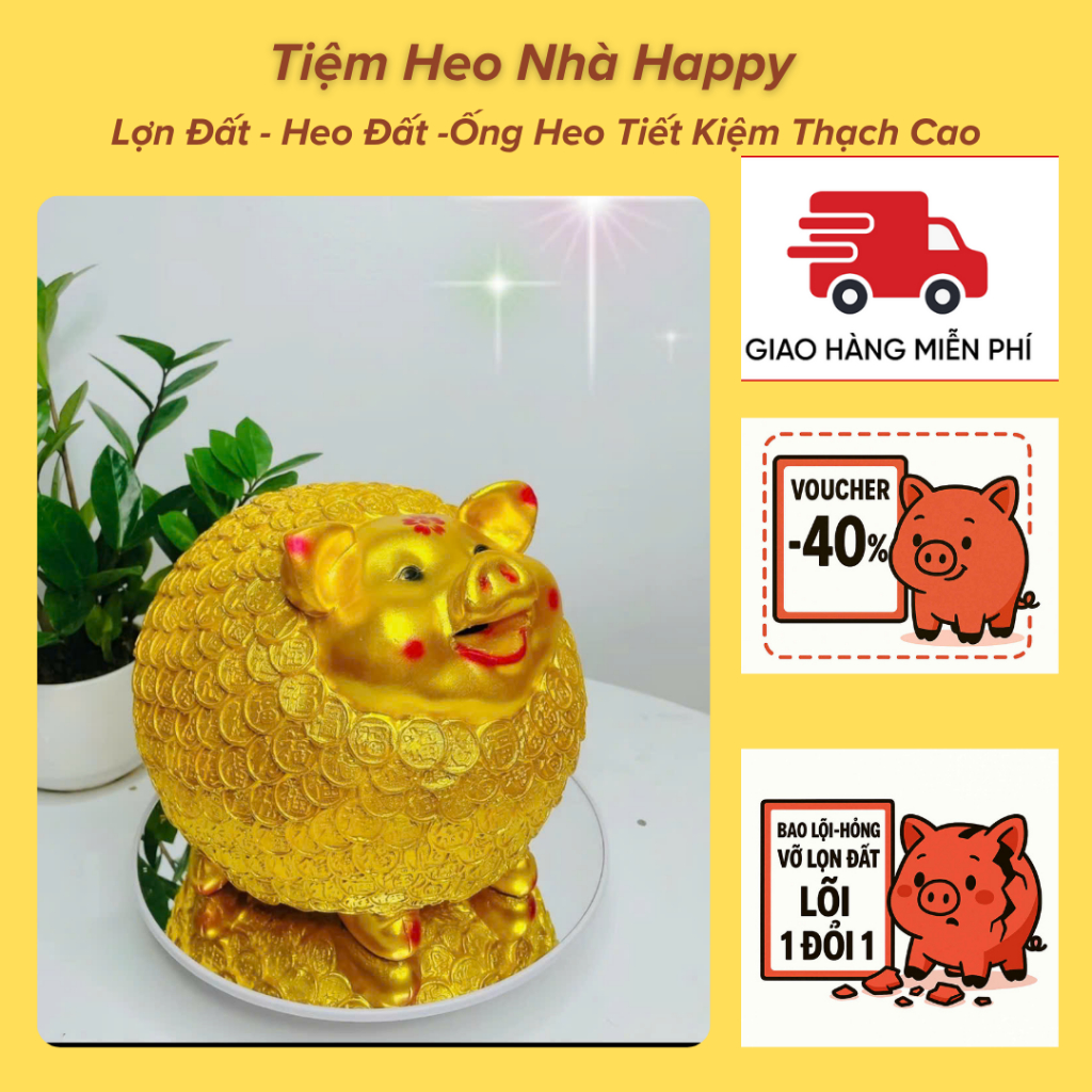 Heo Tiết Kiệm Ống Heo, Ống Heo Tiết Kiệm Nhím Vàng Phong Thuỷ, Tiền Tài Phong Thuỷ - Pishop Official