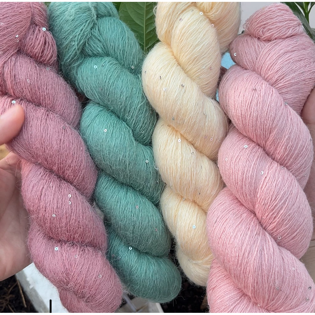 Len Angora kim sa, lông thỏ kim sa siêu bật lông