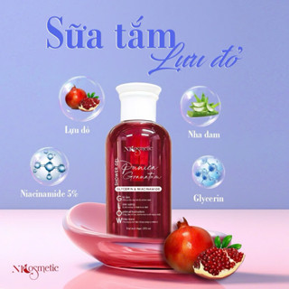  Sữa Tắm Truyền Trắng Lựu Đỏ Niacinamide 5% Hương Nước Hoa Có Hạt Scrub. Dưỡng Sáng Da Dưỡng Ẩm 