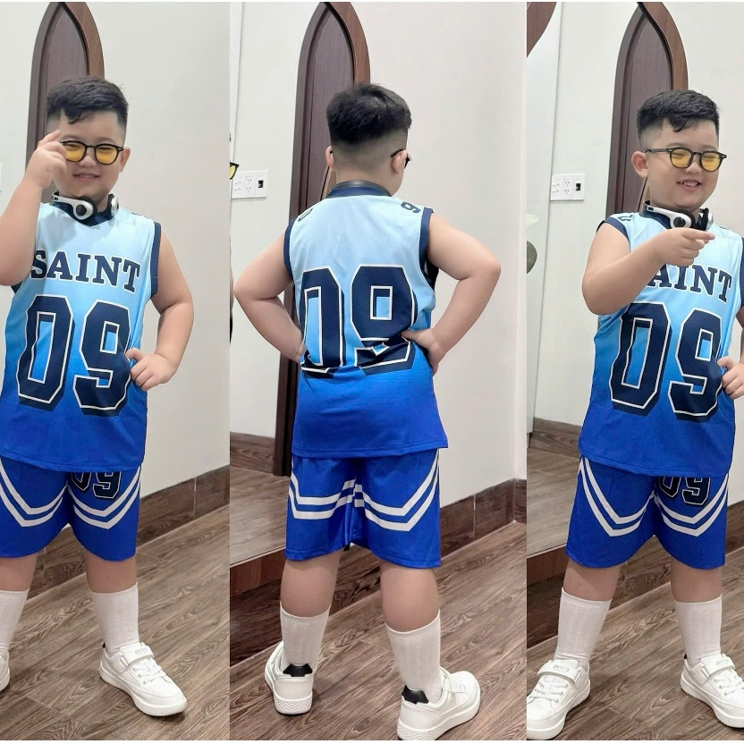 [G78] 12-45kg Đồ bộ bé trai sát nách chất thun lạnh thể thao hiphop phong cách