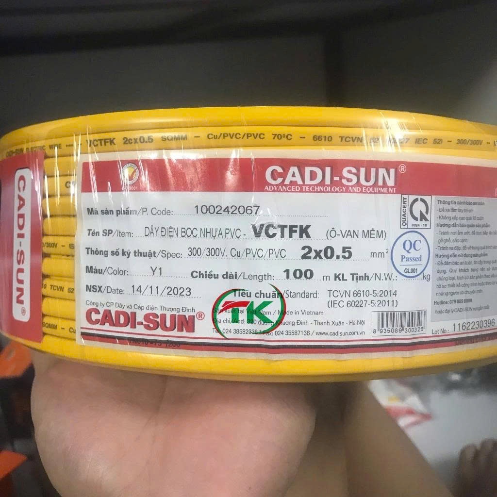 Dây Điện CADISUN 2x0.5 - cuộn 100M (dây 2 lõi)