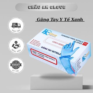  Găng tay cao su y tế  găng tay y tế không bột nitrile xanh chuyên dùng phòng khám phun xăm thẩm mỹ 