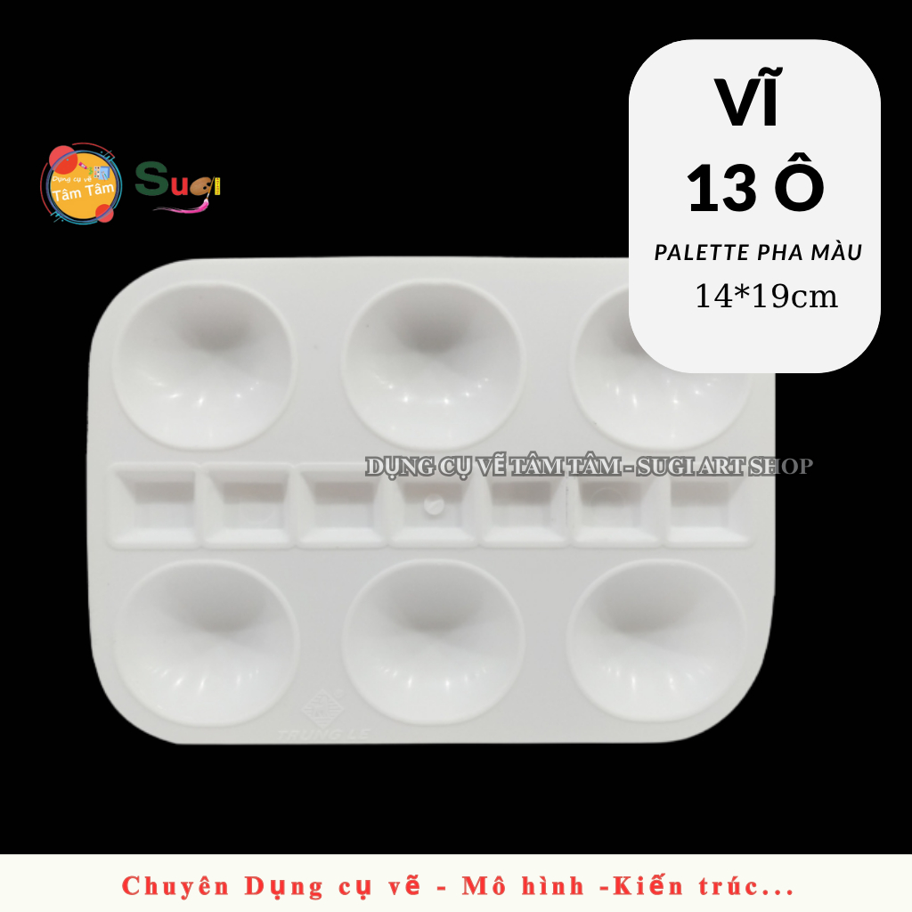 Vĩ pha màu đơn 13 lỗ, Pallet pha màu Giá rẻ , lớp vẽ , trung tâm [ Tâm Tâm ]