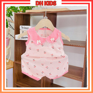 [A04] Đồ bộ bé gái CỔ SEN đính nơ chất thun tăm lạnh mềm mát cho bé từ 4 - 16kg - DH KIDS