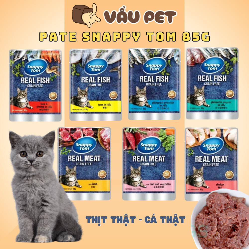 Pate Snappy Tom Gói 85g Giàu Protein, Tốt Cho Da Lông Mèo