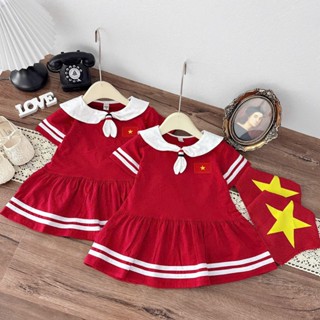 Set 2/9 cho bé, Váy cho bé gái, Set váy cờ đỏ sao vàng tặng khăn dịp quốc khánh cho bé 10-30kg, Pam Kids