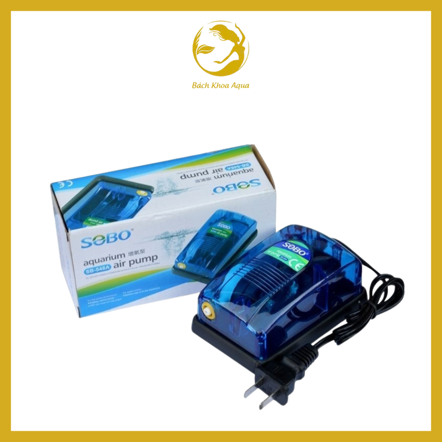 Máy sủi Sobo SB348A – chia 2 vòi, máy oxy mini, vận hành êm, phù hợp bể thủy sinh, dễ sử dụng