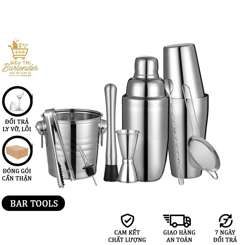 BỘ DỤNG CỤ PHA CHẾ COCKTAIL INOX 304 | BARTENDER TOOLS | DỤNG CỤ PHA CHẾ TẠI NHÀ