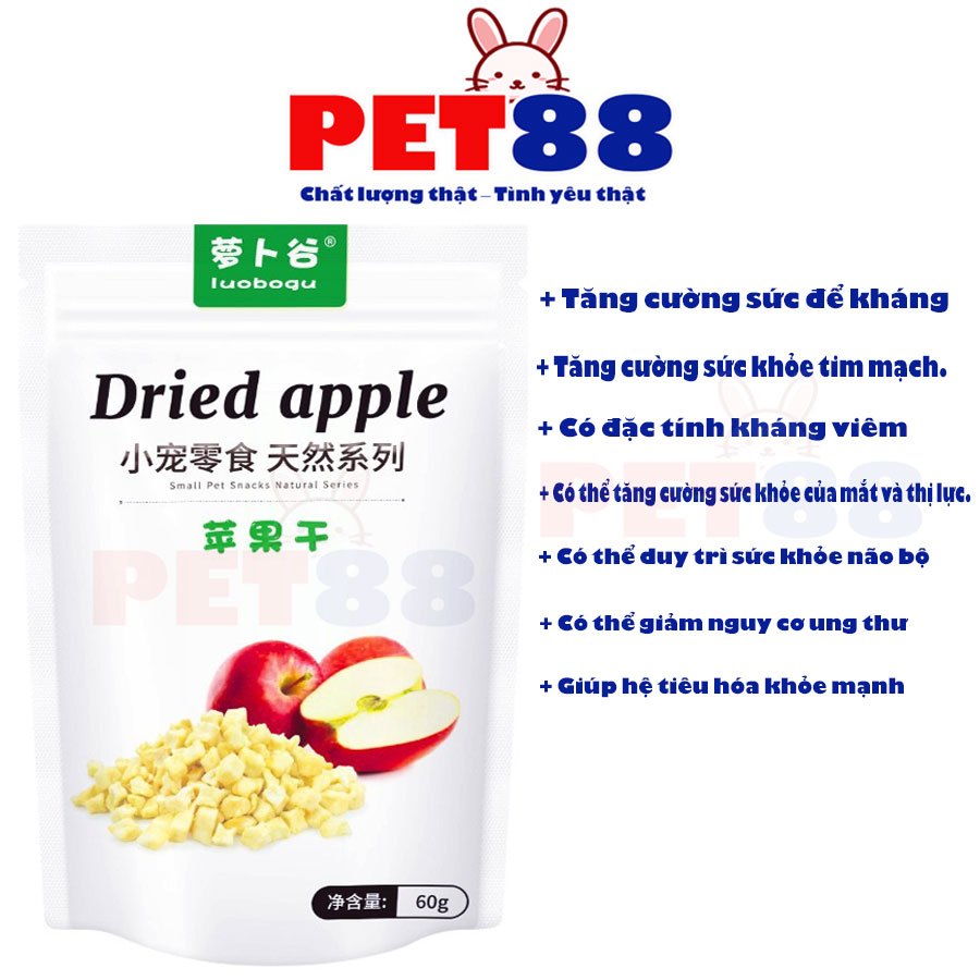 Táo sấy khô 60g cho thỏ, chuột lang, chinchilla, Hamster, Sóc - PET88