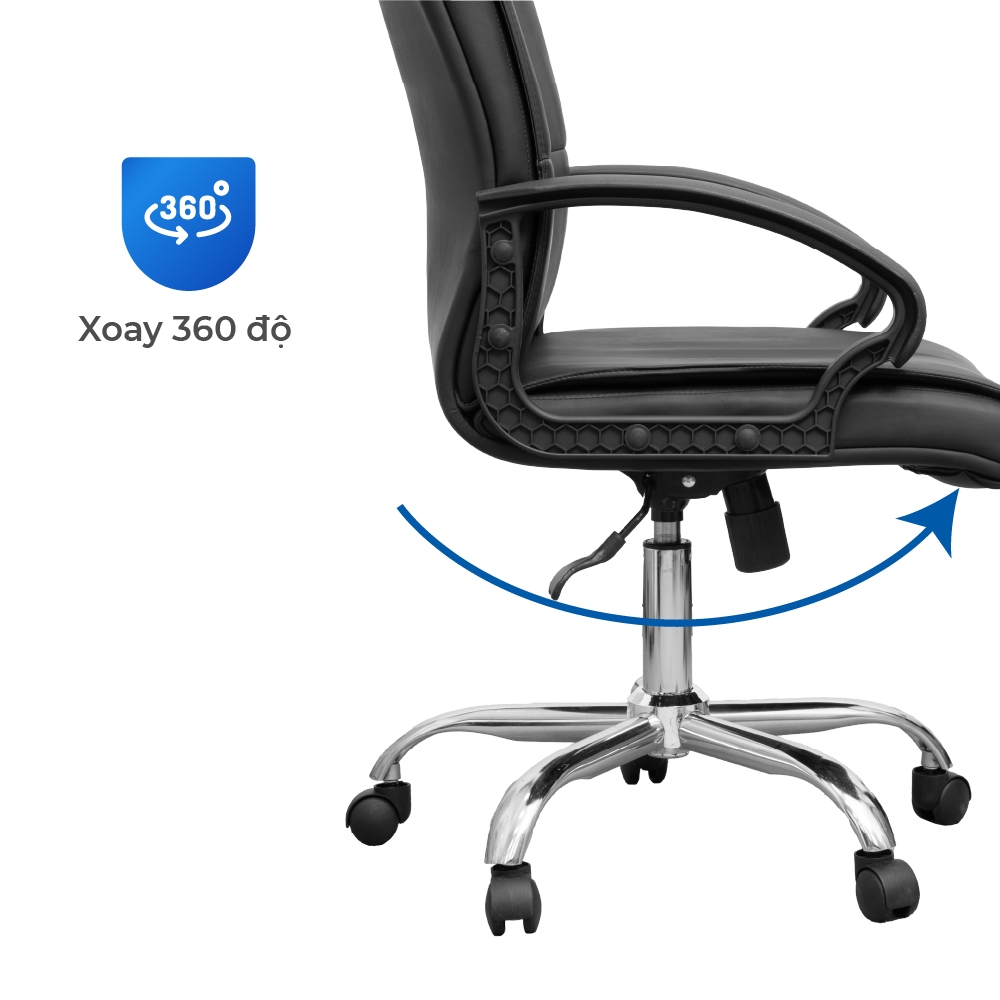Ghế văn phòng cao cấp Felix Qui Phúc, chân xoay 360 độ, linh hoạt, chắc chắn, tựa lưng êm ái | BigBuy360 - bigbuy360.vn