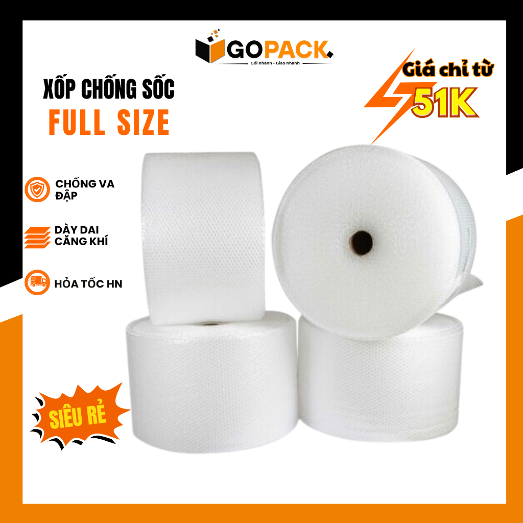 [HỎA TỐC] Xốp chống sốc cuộn 100m, cuộn bóng khí xốp nổ chống va đập bảo vệ hàng hóa - Gopack