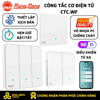   WIFI  Công tắc cơ điện tử vuông Rạng Đông Wifi 1,2,3 nút Hẹn giờ Điều khiển từ xa CTC.WF 