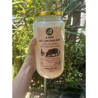 mỡ lợn đen chai 1000ml HŨ THUỶ TINH