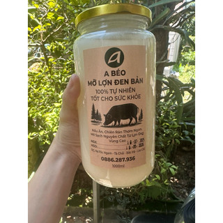 mỡ lợn đen chai 1000ml HŨ THUỶ TINH