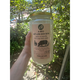 mỡ lợn đen chai 1000ml HŨ THUỶ TINH