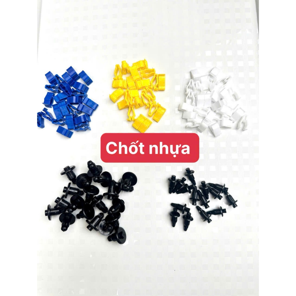 Chốt nhựa xe máy,bịch 100 cái,Chốt nhựa 6li,8li,Kẹp nhựa xe máy,Kẹp Nhựa vàng,Kẹp nhựa xanh,Kẹp nhưa