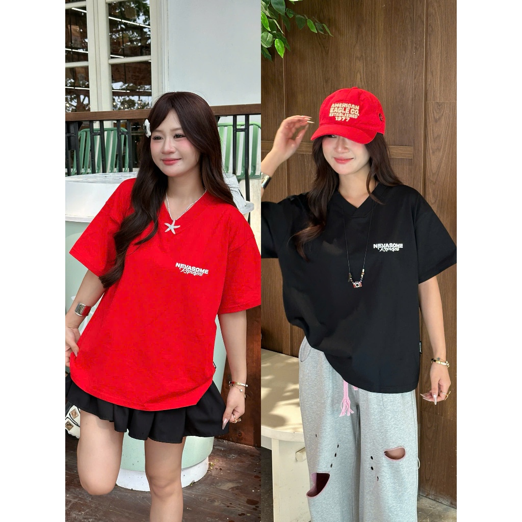 Áo Thun V - Neck Boxy Tee Represent Nevasome Cotton 250gsm Local Brand Tay Lỡ Form Boxy Rộng Nam Nữ | BigBuy360 - bigbuy360.vn