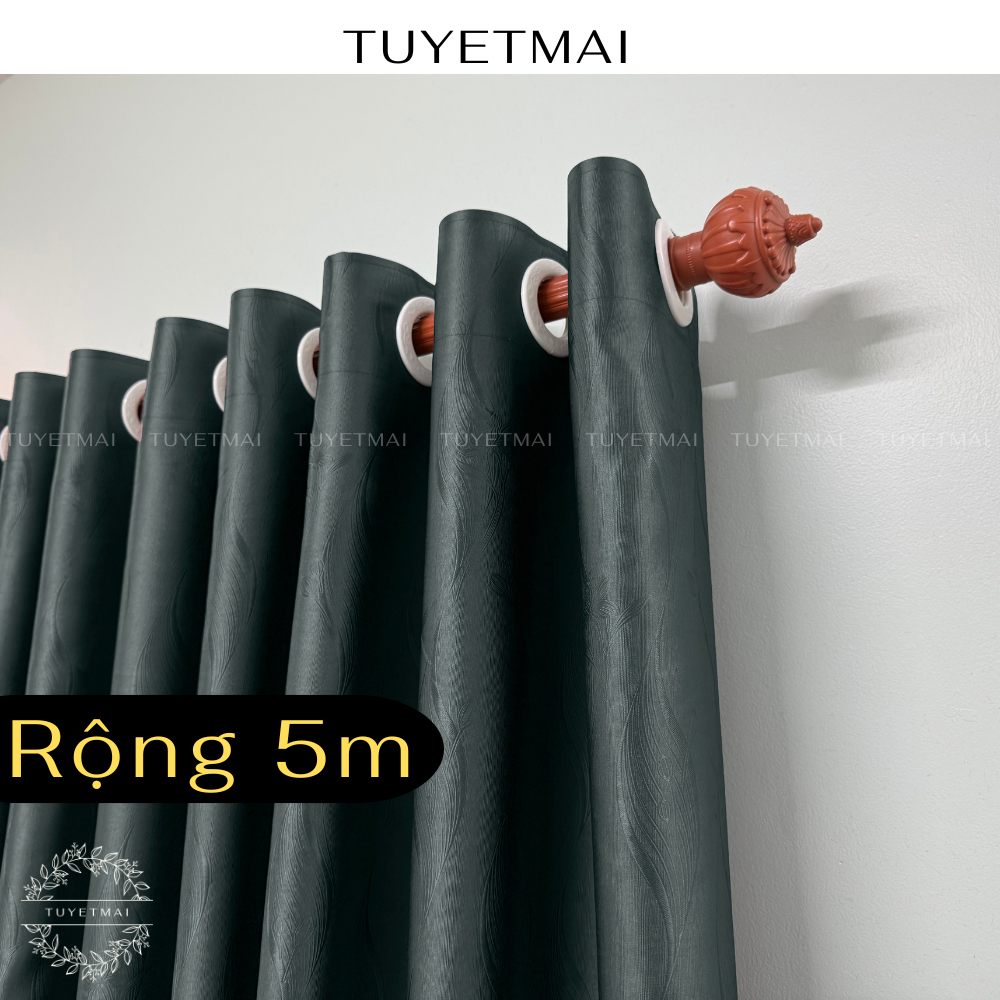 TM27 Size lớn - Rèm cửa chính, màn phòng ngủ cản sáng 97% - Màu xám đen (có ánh rêu nhẹ)