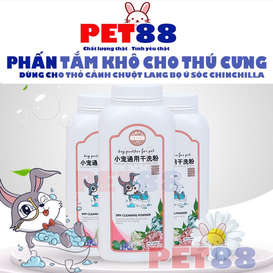 Phấn tắm khô cho thỏ, hamster, bọ ú , nhím cảnh cao cấp Thương hiệu - PET88