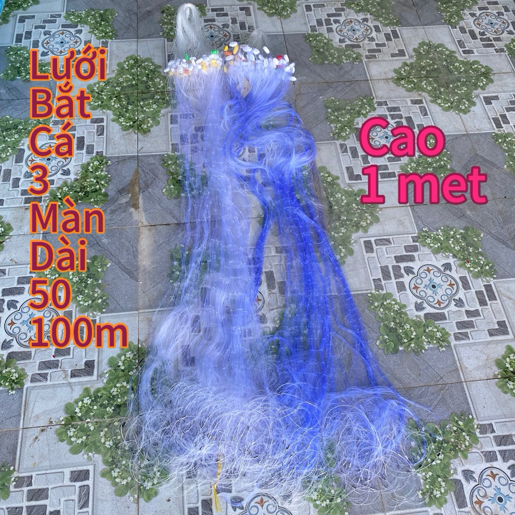 Lưới đánh cá 3 lớp màn cao 1m, dài 45/50m và 90/100m, Lưới Bắt Cá, Lưới 3 màn Fishing