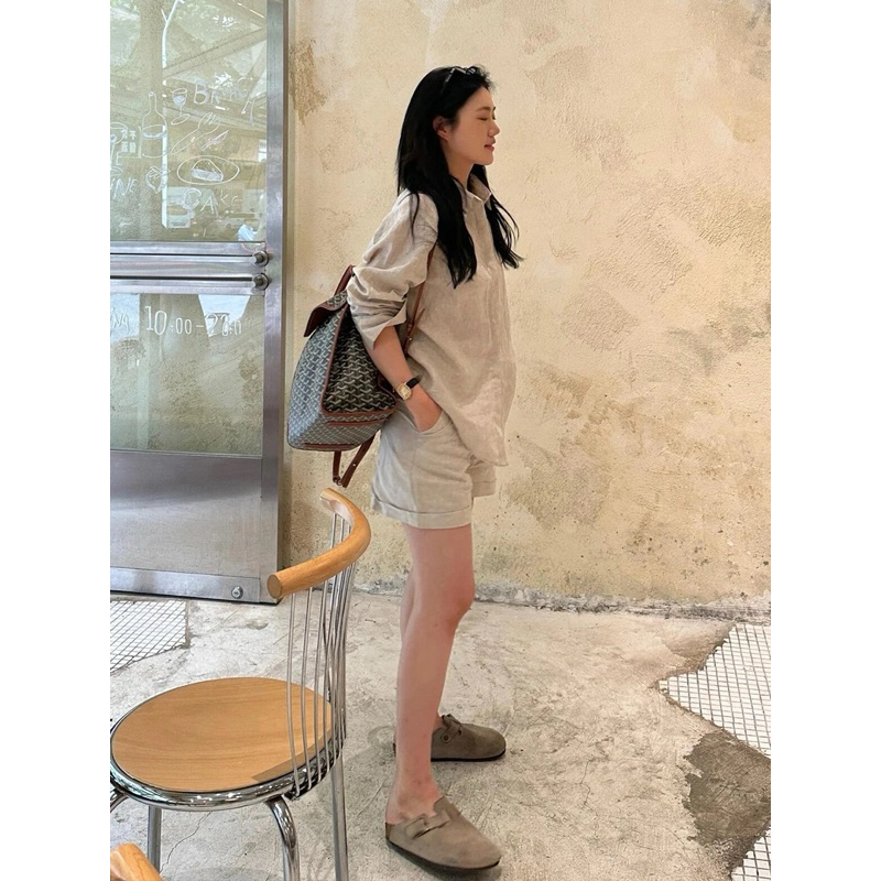 SET LINEN ÁO SƠ MI MIX QUẦN SHORT LẬT GẤU LƯNG CAO SIÊU XINH PHONG CÁCH HÀN QUỐC DỄ MIX ĐỒ | BigBuy360 - bigbuy360.vn