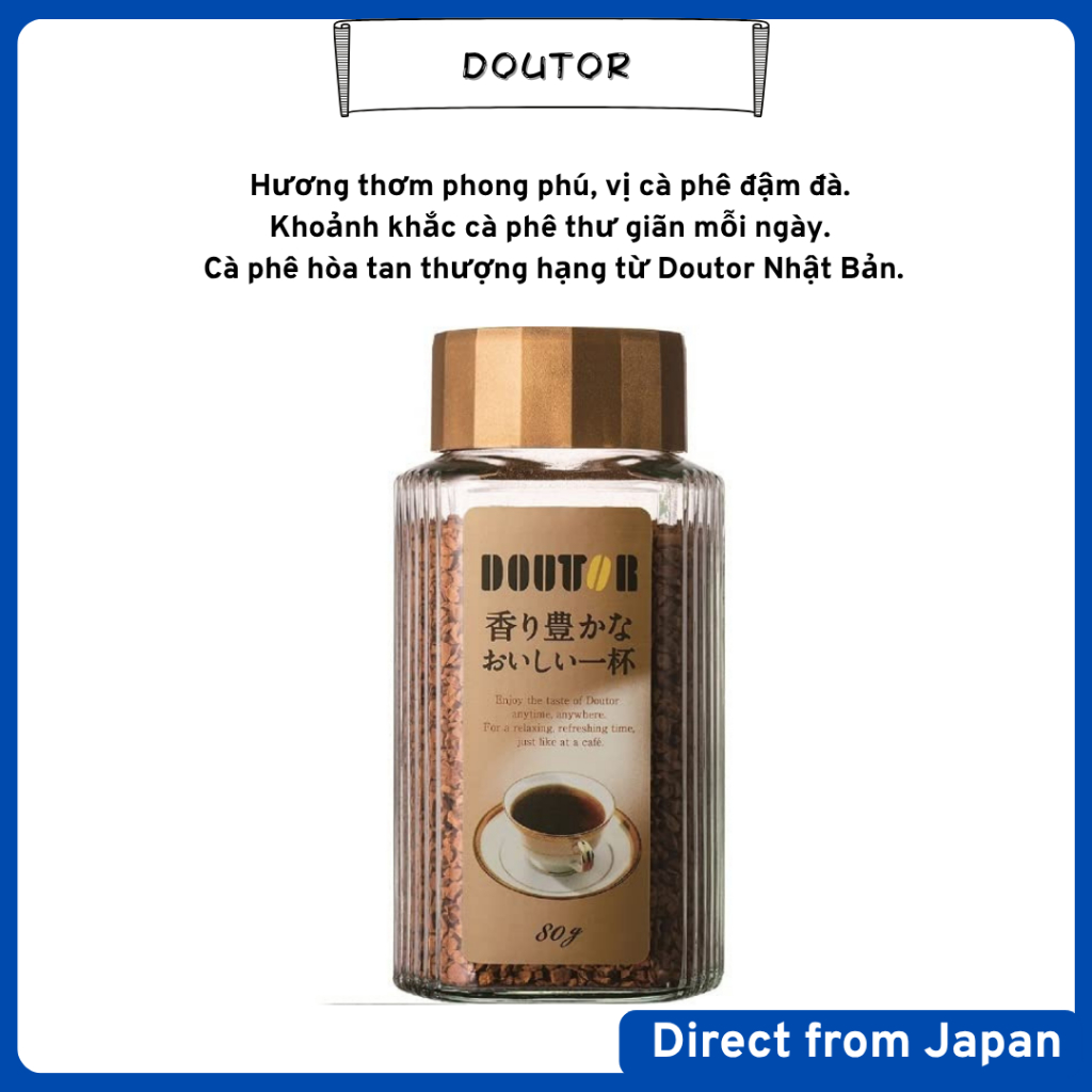 【Made in Japan】 Cà phê hòa tan Doutor Kaori Yutaka na Oishii Ippai 80g - Hương vị đậm đà & thơm lừng
