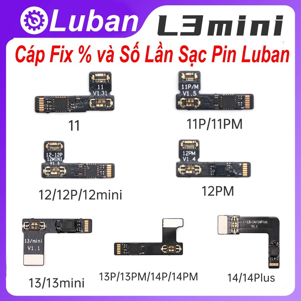 Cáp Luban Fix Pin, reset lần sạc cho iPhone 11/11Pro/11ProMax/12/12Pro/12 Promax/13/13 Promax/14/14 