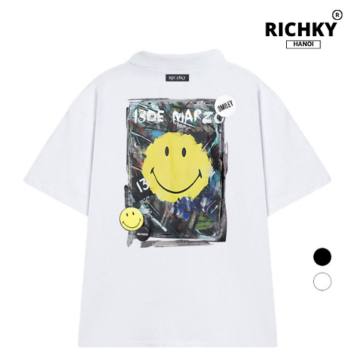 Áo Thun Có Cổ Polo Richky Hanoi Premium Tee 13de Marzo x Smiley Broken Pin Graffiti