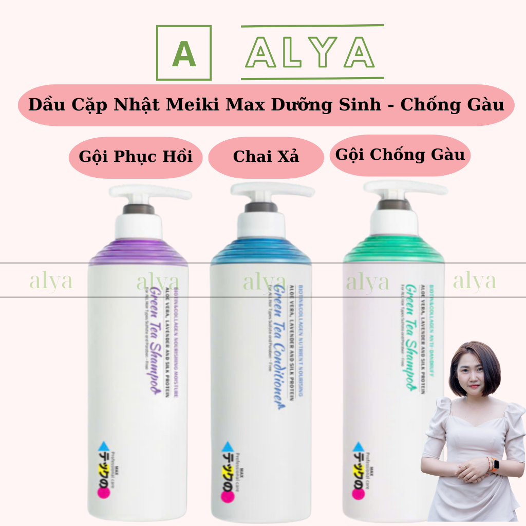 Cặp dầu gội xả Meiki Max 780Ml dưỡng sinh phục hồi -  chống gầu. Giúp tóc mượt mà chắc khỏe. ALYA VN