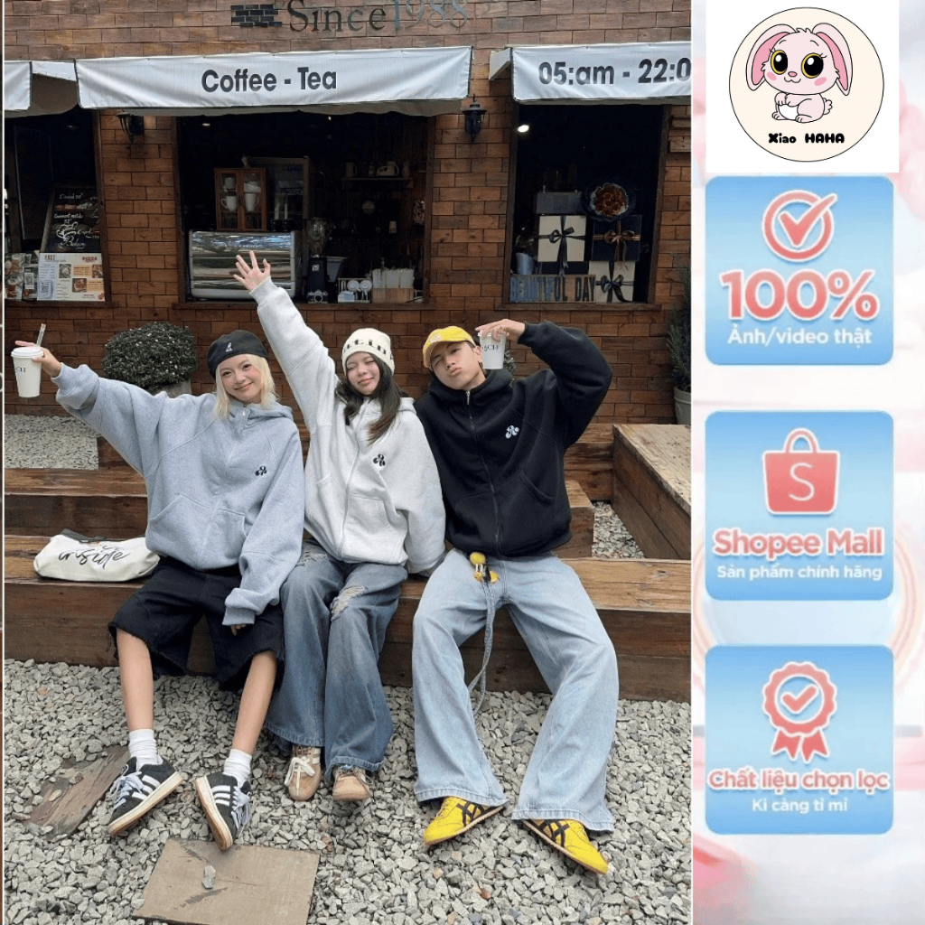 [DEAL SỐC] AB HOUSE - Áo Khoác Hoodie Zip thêu chữ A Basic thời trang nam nữ