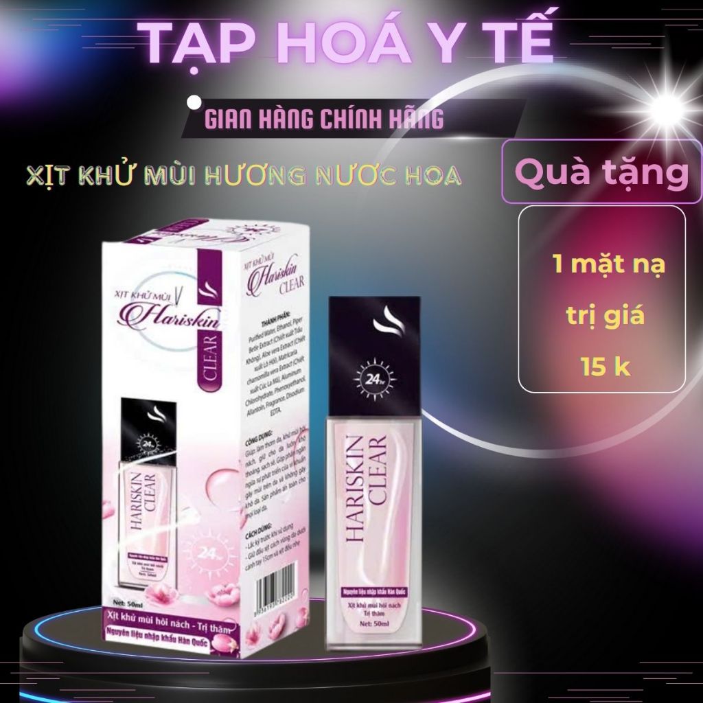 Xịt Khử Mùi Hôi Nách Hariskin Clear Vạn Tam 50ml – Khử Mùi, Giữ Khô Thoáng, Không Ố Vàng Áo