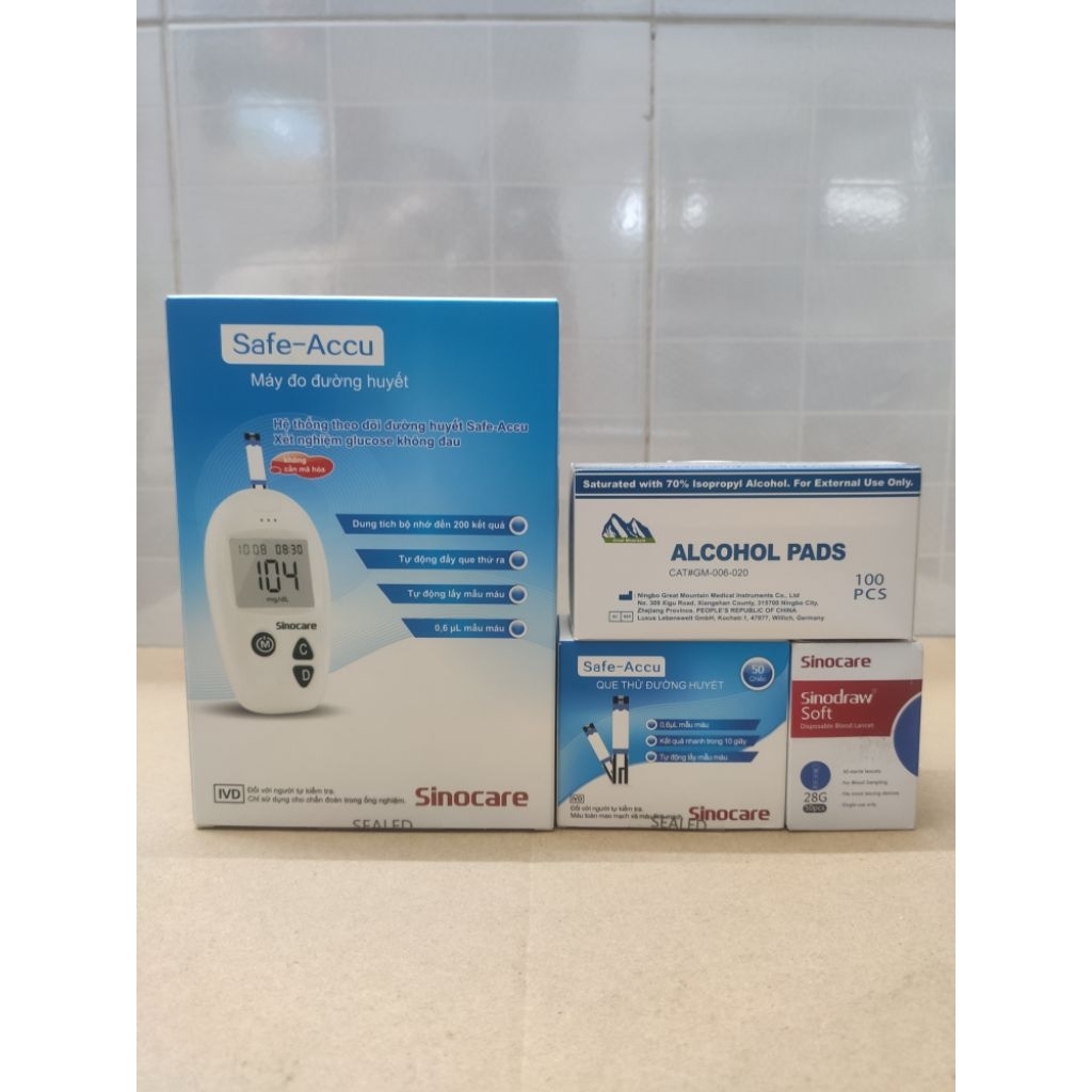 Combo máy đo đường huyết cá nhân Sinocare chính hãng - Bảo hành trọn đời.